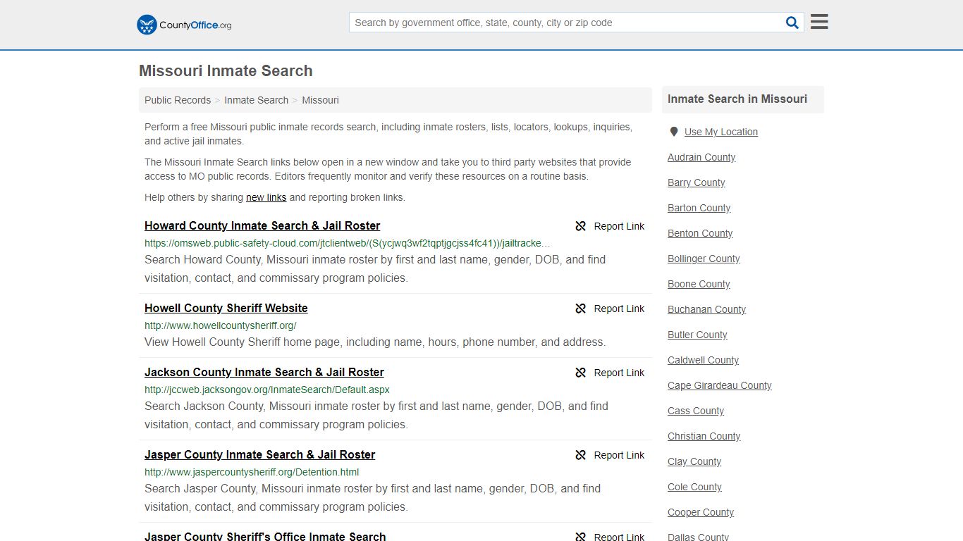 Inmate Search - Missouri (Inmate Rosters & Locators) - County Office